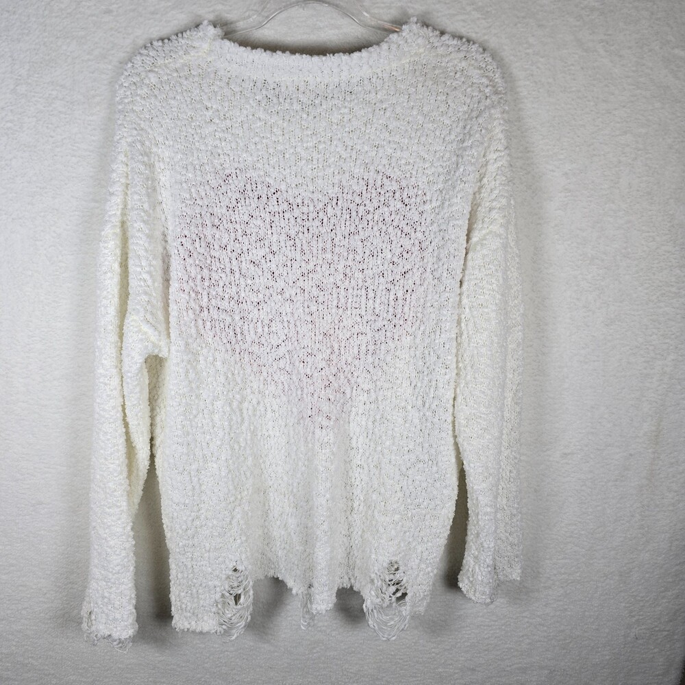 Mainstrip Sweater White Red Heart Distressed Grunge Size L - Picture 4 of 6